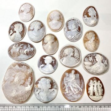 大量!!◯シェルカメオおまとめ235.7g◯j 約1178.5ct ルース 裸石 shell cameo ブローチ 貴婦人 彫刻 アンティーク 作家物 w2マ11
