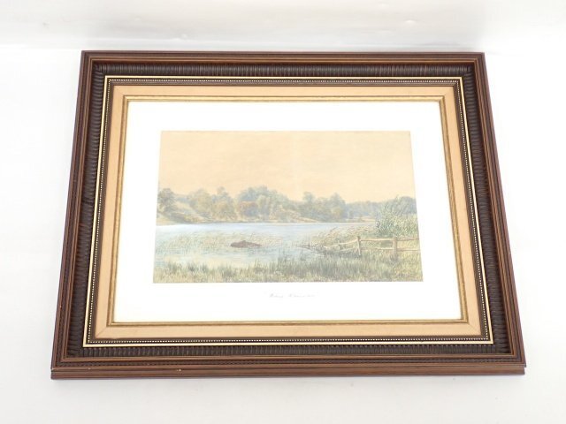 ウイリアム・ロビンソン（William Robinson） 1875 湖畔風景 額装絵画 英国風 風景画 クラシック額 □ 756A9-29