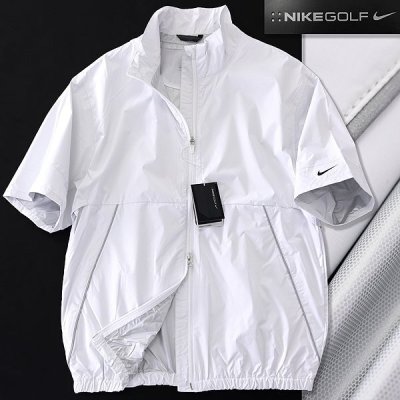 新品 ナイキ ゴルフ 撥水 防水 防風 FIT-Storm 半袖 ジップ ブルゾン XL 白 【2-56744_100_XL】 メンズ NIKE GOLF ウィンドブレーカー