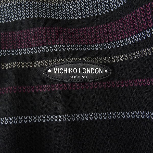 新品 ミチコロンドン 裏暖 フリース ボーダー ハーフジップ トレーナー L 黒 【ML9W-R314_BK_L】 秋冬 MICHIKO LONDON スウェット