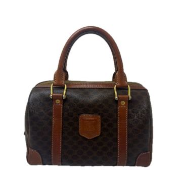 CELINE セリーヌ マカダム柄 ミニボストンバッグ ハンドバッグ ブラウン