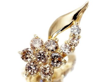 1円～【ジュエリー極】CUTE花デザイン！大人ブラウン！良質天然ブラウンダイヤモンド0.60ct 高級K18YGヘッド a3758vg【送料無料】