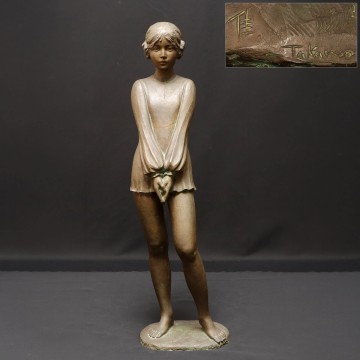 PP146. 大作 【高野佳昌】 ブロンズ 少女像 高さ103cm 重量34.2kg / 彫刻美術飾り物オブジェ