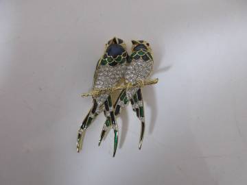 D Orlan ドーラン ブローチ 鳥 2羽 鳥 モチーフ バッチ レディース アクセサリー ピン 激安1円スタート