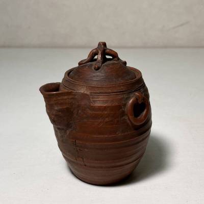 京都⑥ 整理うぶ品25 杉江 寿門 造 手捻 朱泥 煎茶 急須 宝瓶 在銘 時代茶道具 常滑焼