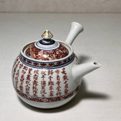 京都⑥ 整理うぶ品28 尾形 周平 造 色絵後赤壁賦 漢詩図 急須 茶注 煎茶道具