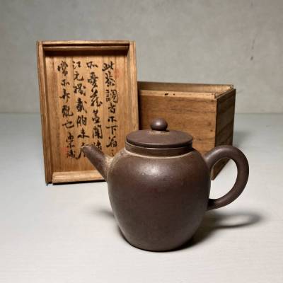 京都⑥ 整理うぶ品29 唐物煎茶器 紫泥壺形茶銚 紫砂 急須 単孔口 無印 箱書付 朱泥 時代物