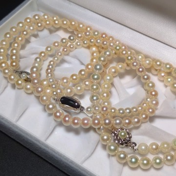 【アコヤ3本セット】アコヤ真珠 41cm 44.5cm 43.5cm ホワイト ネックレス 本真珠 アクセサリー SILVER pearl あこや パール