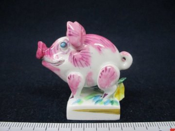 Y4282 磁器 「マイセン Meissen フィギュリン 干支シリーズ 猪 干支亥 置物」