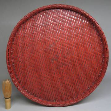 【李朝/高麗 特集出品】 李朝　藤編丸盆　漆器　古民具/李朝時代 朝鮮美術 lot:70804