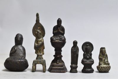 【英】A67 時代 金銅仏6件 仏教美術 銅製 佛 仏像 置物 彫刻 骨董品 美術品 古美術 時代品 ba