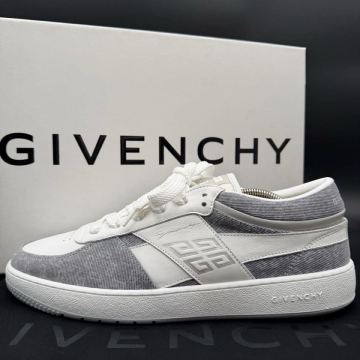1円 【現在/未使用】 GIVENCHY ジバンシー G Move 4Gロゴ モノグラム デニム レザー メンズ スニーカー シューズ 靴 グレー 27cm相当