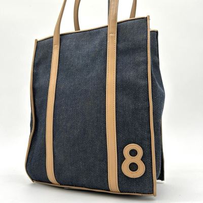 １円 ◆美品◆ Christian Dior クリスチャンディオール デニム トートバッグ ハンドバッグ レザー キャンバス No.8 ネイビー 紺 肩掛け