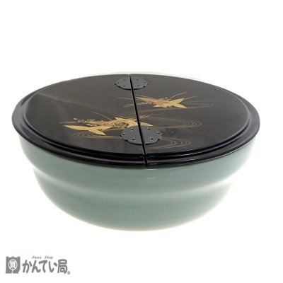 1円～ 平水指 陶器 茶器 茶道具 割蓋 昭和レトロ コレクション アンティーク 紙箱 高さ：約10ｃｍ&times;直径：約27ｃｍ 現状販売品