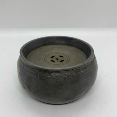 TM☆茶こぼし 建水 錫製 古錫 茶道具 煎茶道具 お茶会 骨董 当時物 小道具 金属工芸 茶器 古美術 仏道具 金属工芸 時代物 アンティーク☆