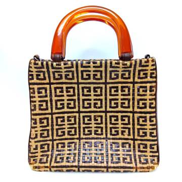 【11978】GIVENCHY ジバンシィ ヴィンテージウーブンレザートート 4Gロゴ トートバッグ ブラウン&times;ベージュ ブランド レディース