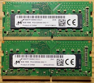 Micron DDR4 メモリ 3200 16GB (8GB*2枚) メーカー純正 ノートPC用 PC4-25600 2枚セット 