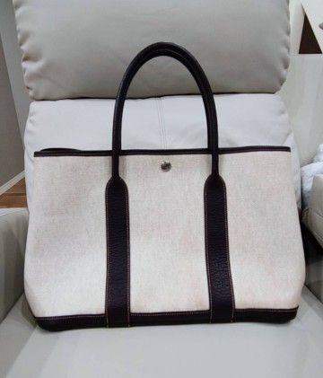 HERMES エルメス ガーデンパーティ PM トワルアッシュ トート ハンド バッグ 超美品