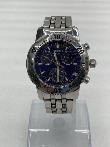 1円スタート 3218 Tissot ティソ 腕時計 クォーツ 型番T362/462 メンズ 時計 電池式 シルバー ネイビー文字盤 クロノグラフ機能