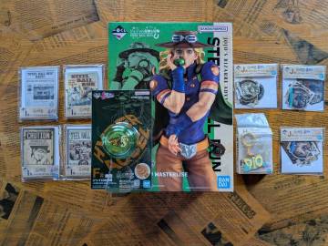 一番くじ ジョジョの奇妙な冒険 B賞 ジャイロ・ツェペリ MASTERLISE ＆ F賞 ジャイロの鉄球 ハイパーヨーヨーアクセル 下位賞セット