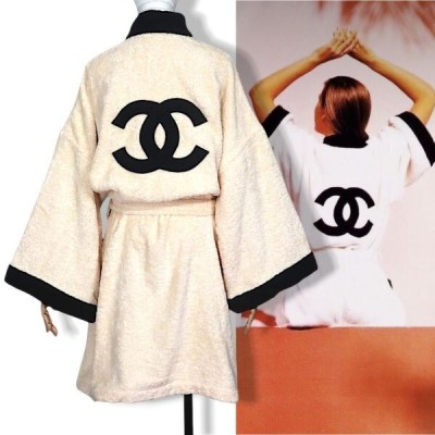 良品 ◆超レア◆ 国内正規品 1992 Vintage CHANEL シャネル ココマーク CC ロゴ パイル バスローブ ガウン コート 38 フランス製