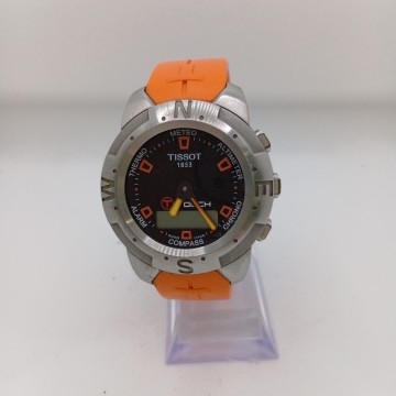 【ジャンク】1円〜スタート TISSOT T-TOUCH Z252/352 ティソ Tタッチ オレンジ ラバーベルト 腕時計【A330-c.YUB】