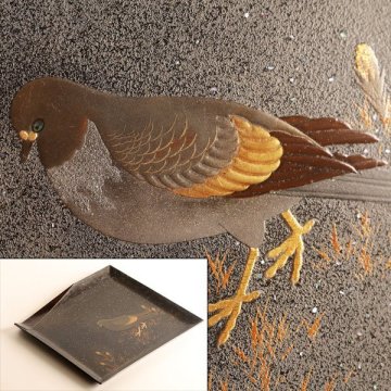 【流】木製漆器 蒔絵 盆 箱付 HE920