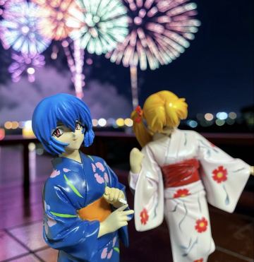 ★塗装済み完成品 新世紀エヴァンゲリオン 1/8 綾波レイ アスカ 浴衣 フィギュア 2体セット★