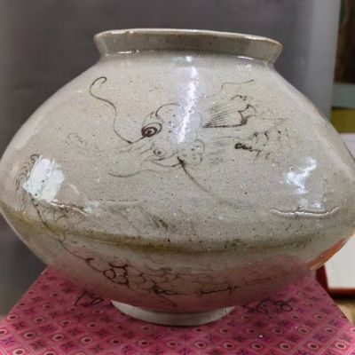 ◆旧家買出品◆R1141朝鮮珍品 朝鮮 高麗磁 朝鮮古陶磁器 古高麗 李朝時代 李朝白磁大壺