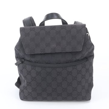 ■1円■極美品■グッチ■GGキャンバス 0030242 レザー リュックサック リュック バックパック バッグ ブラック 黒 レディース RNM EI28-9