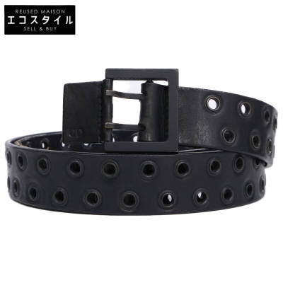 Dior HOMME ディオールオム エディ期 04SS 15 BM-1023 STRIP STUDDED ダブルアイレット ベルト 80 ブラック