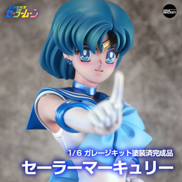 【ガレージキット塗装済完成品】 1/6 セーラーマーキュリー(逃げても無駄よver)【美少女戦士セーラームーン】 うさPハウス・1円スタート