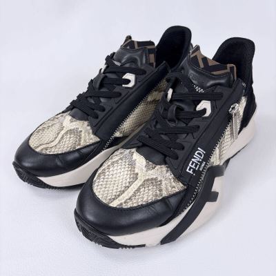 現行 フェンディ FENDI レザー ロートップ フローパイソン ブランド メンズ 男性 シューズ 靴 スニーカー ジップ レザー ローカット 25.5