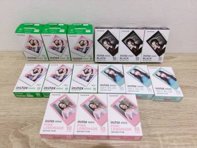 富士フイルム FUJIFILM instax mini チェキ インスタントフィルム SKY BLUE PINK LEMONADE 各3点 計15点おまとめ 現状品 激安 1円スタート