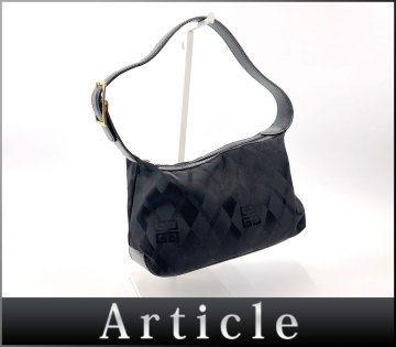 259012◇美品 GIVENCHY ジバンシィ アーガイル柄 ワンショルダー ショルダーバッグ バッグ 鞄 ナイロン ブラック レディース/ B