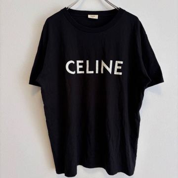 【極美品】CELINE セリーヌ tシャツ センターロゴ 黒　メンズ Lサイズ ルーズフィット エディスリマン期 半袖 ブラック 国内正規品 