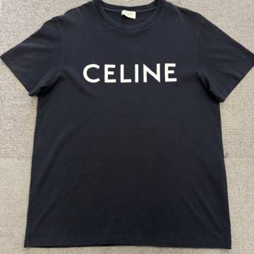 175『美品・現行タグ』 CELINE セリーヌ メンズ ビッグロゴ プリント 半袖 Tシャツ トップス ブラック S相当