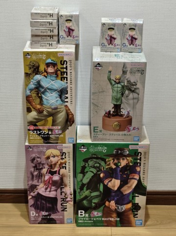 【新品未開封】一番くじ ジョジョの奇妙な冒険 STEEL BALL RUN B賞 Ｄ賞 E賞 ラストワン賞 フィギュア G賞とＨ賞のおまけ付き