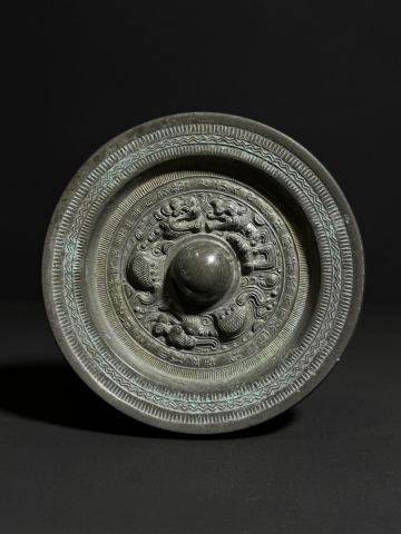 【雅園】中国古美術 唐時代 古銅鏡 青銅器 古玩 骨董 時代物 古美術 唐物 当時物 置物 旧家蔵出 w15