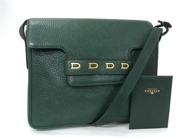 1円 DELVAUX デルヴォー レザー ミラー付き クロスボディ ショルダーバッグ 斜め掛け 肩掛け レディース グリーン系 FY2630