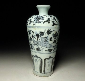 緑屋c■ 中国古玩　元染 染付　梅瓶 花瓶　唐物 時代物　i9/5-6437/5-4#80