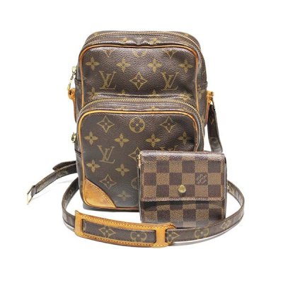 1円～ 訳あり 2点セット！LOUIS VUITTON モノグラム アマゾン ショルダーバッグ M45236 ダミエ ポルトフォイユ エリーズ Wホック財布 N6165