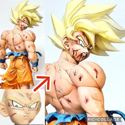 二次元 リペイント 超サイヤ人 孫悟空 改修 塗装済み 完成品 一番くじ THE CHRONICLE OF GOKU ドラゴンボール フィギュア DRAGONBALL 2D
