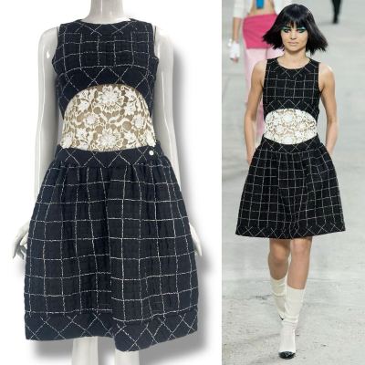 美品 CHANEL シャネル ワンピース ノースリーブ 2014年 レース ブラック サイズ38 0703-2 AHC20