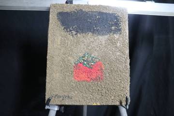 【模写】香月奏男●油彩画●岩彩画●画題「柿」●共シール●婦美子・士郎鑑定シール●画寸　縦26㎝&times;幅23㎝