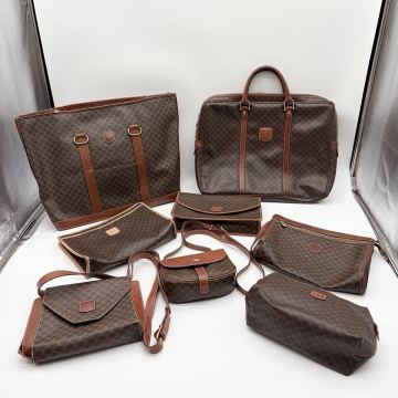 鑑定済CELINE セリーヌ マカダム柄 ショルダーバッグ トートバッグ ビジネスバッグ クラッチ等 まとめ 大量 セット ブラウン系 8点