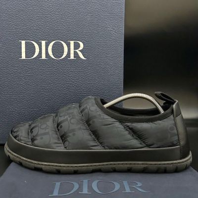 1円【美品】Dior ディオール Snow Slipper スリッポン トロッター ファブリック ロゴ メンズ ネイビー 紺 シューズ 靴 サイズ27cm相当