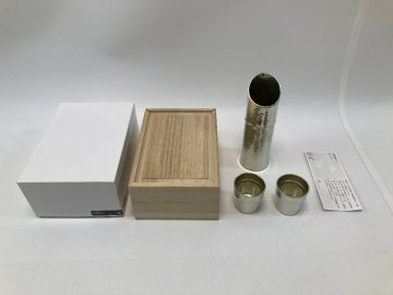 【6-3-9228】能作 竹型酒器セット 槌目 錫100％ すず 501300 3個セット 桐箱付き 日本橋ゆかり 野永喜三夫氏 日本酒 おちょこ 片口