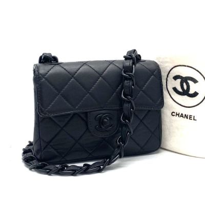 1円 良品 CHANEL シャネル ミニ マトラッセ ターンロック ココマーク ラムスキン プラ チェーン ショルダー バッグ eY09322A