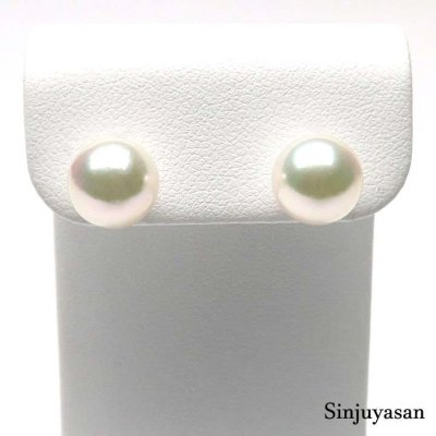 真珠屋さん 冠婚祝祭に【ホワイトピンク】最高の色！8.0mm アコヤ本真珠 プラチナ Pt900ピアス 伊勢志摩産特選パール 新品